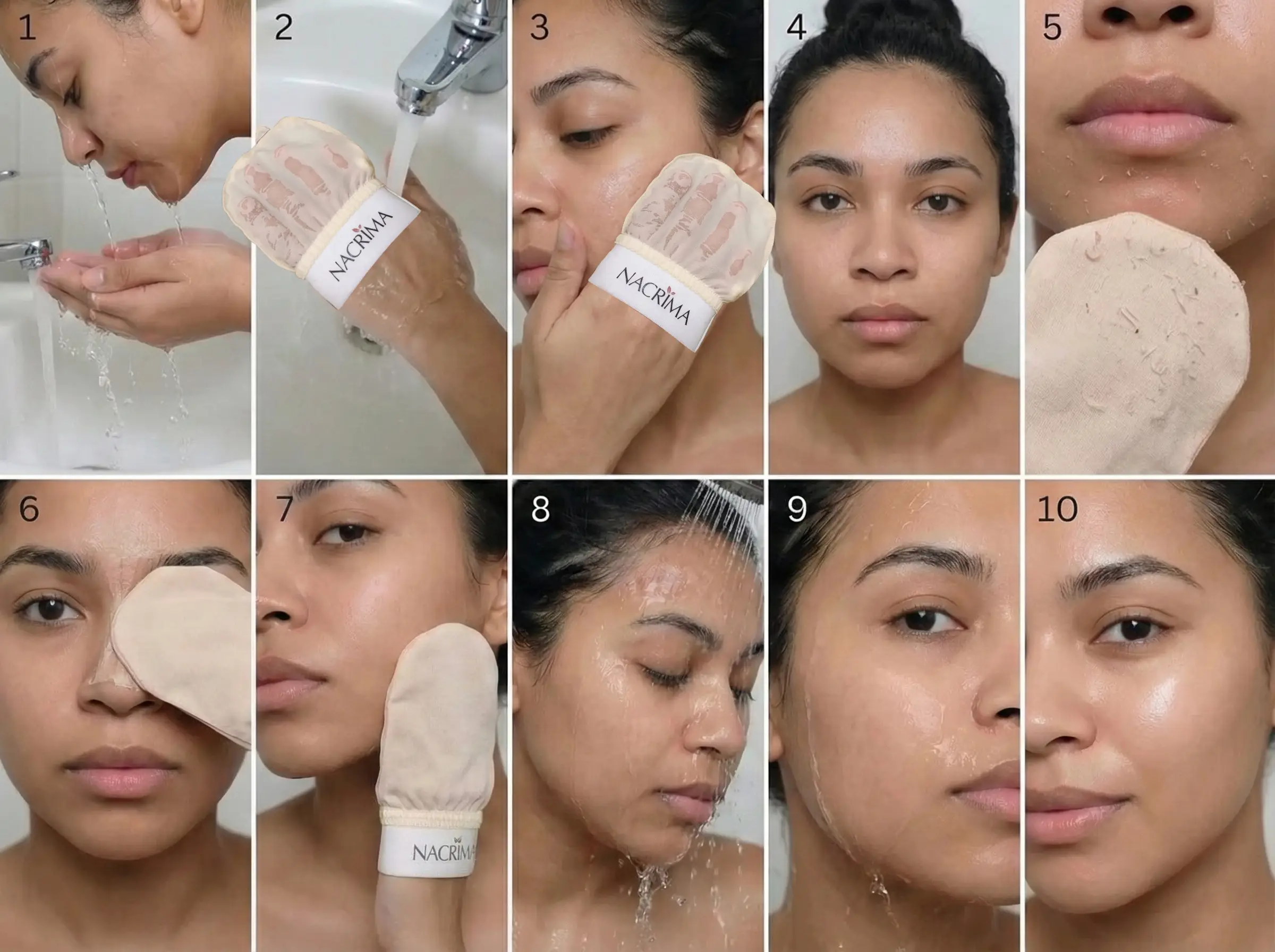 etapes exfoliation gant visage